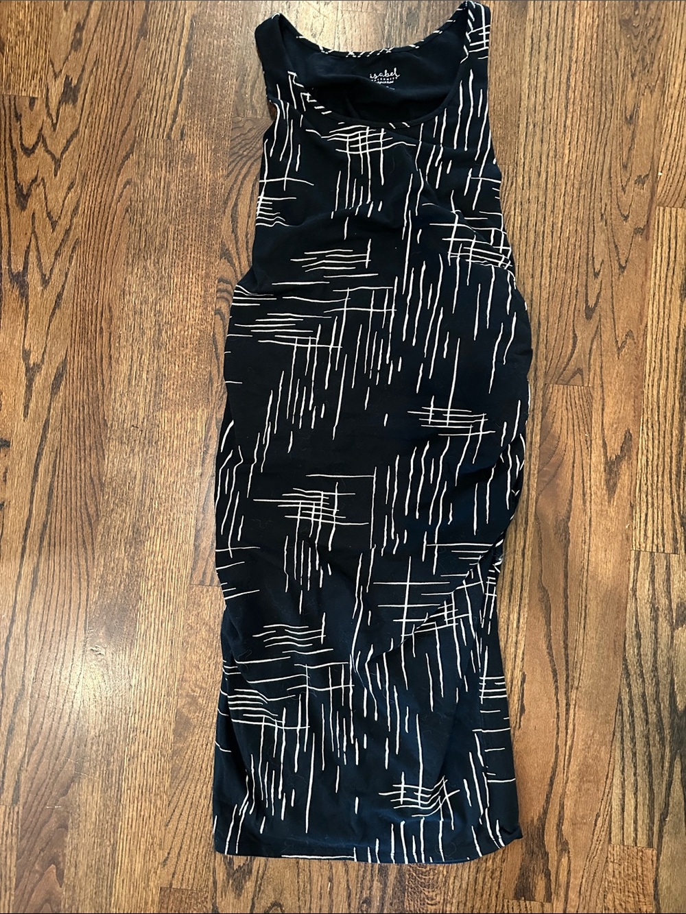 Isabel Maternity by Ingrid & Isabel Black Pencil Skirt with White Linear Print